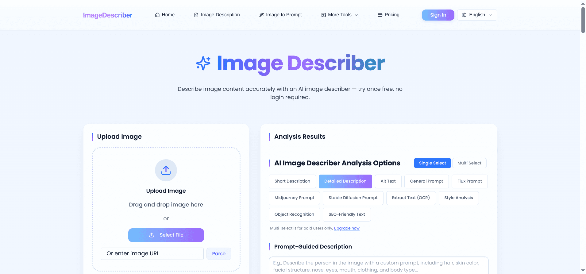 Image Describer AI banner